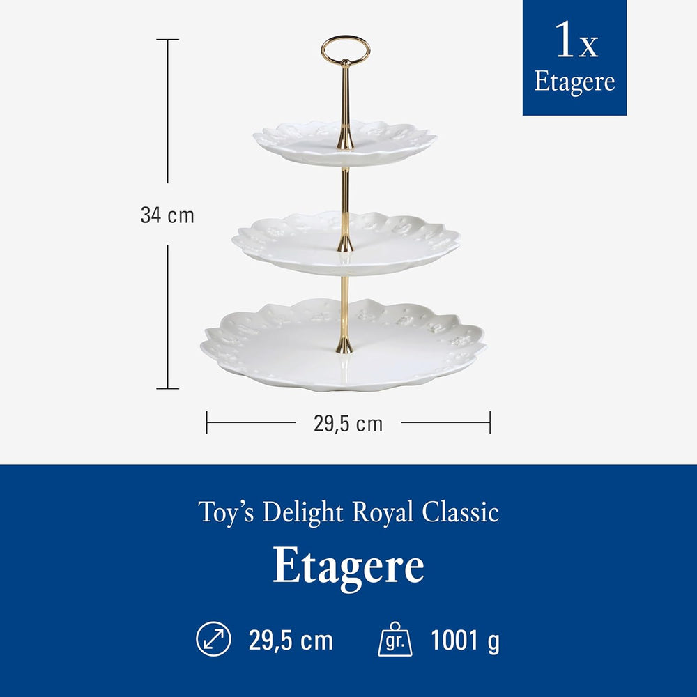 Villeroy & Boch Toys Delight Royal Classic, étagère décorative à plusieurs niveaux pour biscuits, pâtisseries et petits morceaux de gâteau, porcelaine premium, blanc