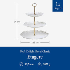 Villeroy & Boch Toys Delight Royal Classic, étagère décorative à plusieurs niveaux pour biscuits, pâtisseries et petits morceaux de gâteau, porcelaine premium, blanc