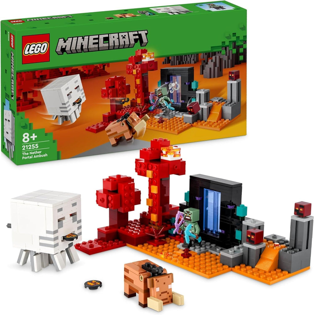 LEGO Minecraft Ambush at the Nether Portal Nether Game Jouet pour enfants avec scènes de bataille et personnages légendaires, y compris un cadeau Ghast pour les joueurs garçons et filles de 8 ans 21255 Ensembles de construction Besuche den LEGO-Store Single