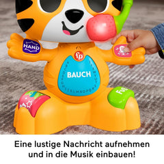 Fisher-Price Beat Bande Lern & Tanz Tiger Justin Jouet éducatif pour bébés et tout-petits avec sons et lumières pour bébés de 9 mois et plus, édition allemande, HYL31 Baby Toys Naty Shop