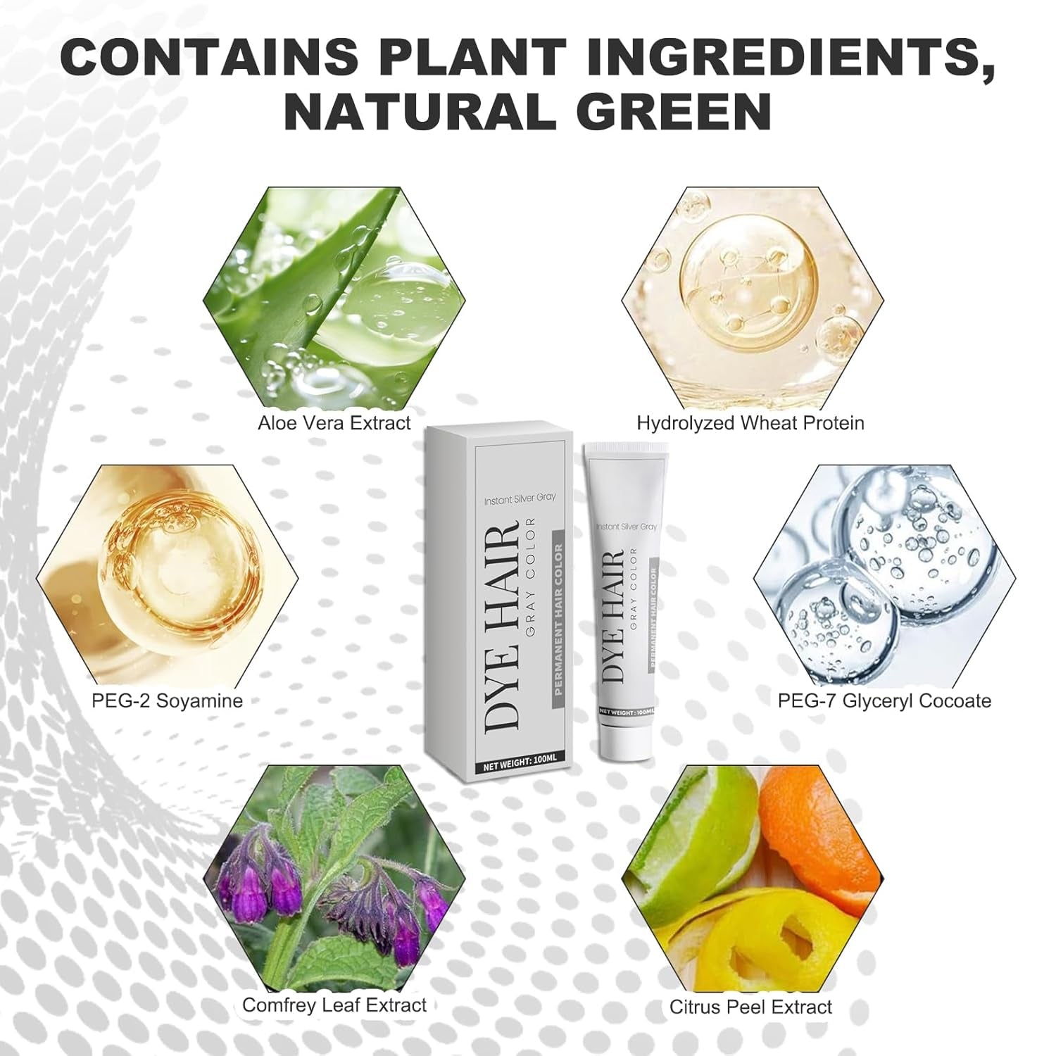 Teinture pour cheveux Gris Argent Teinture pour cheveux Gris Argent Teinture pour cheveux Argent Naturel Unisexe Teinture pour cheveux Gris clair Couleur Argent Crème pour tous les types de cheveux (100 ml) Teinture pour cheveux Naty Shop