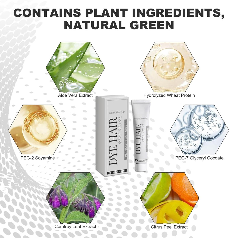 Teinture pour cheveux Gris Argent Teinture pour cheveux Gris Argent Teinture pour cheveux Argent Naturel Unisexe Teinture pour cheveux Gris clair Couleur Argent Crème pour tous les types de cheveux (100 ml) Teinture pour cheveux Naty Shop