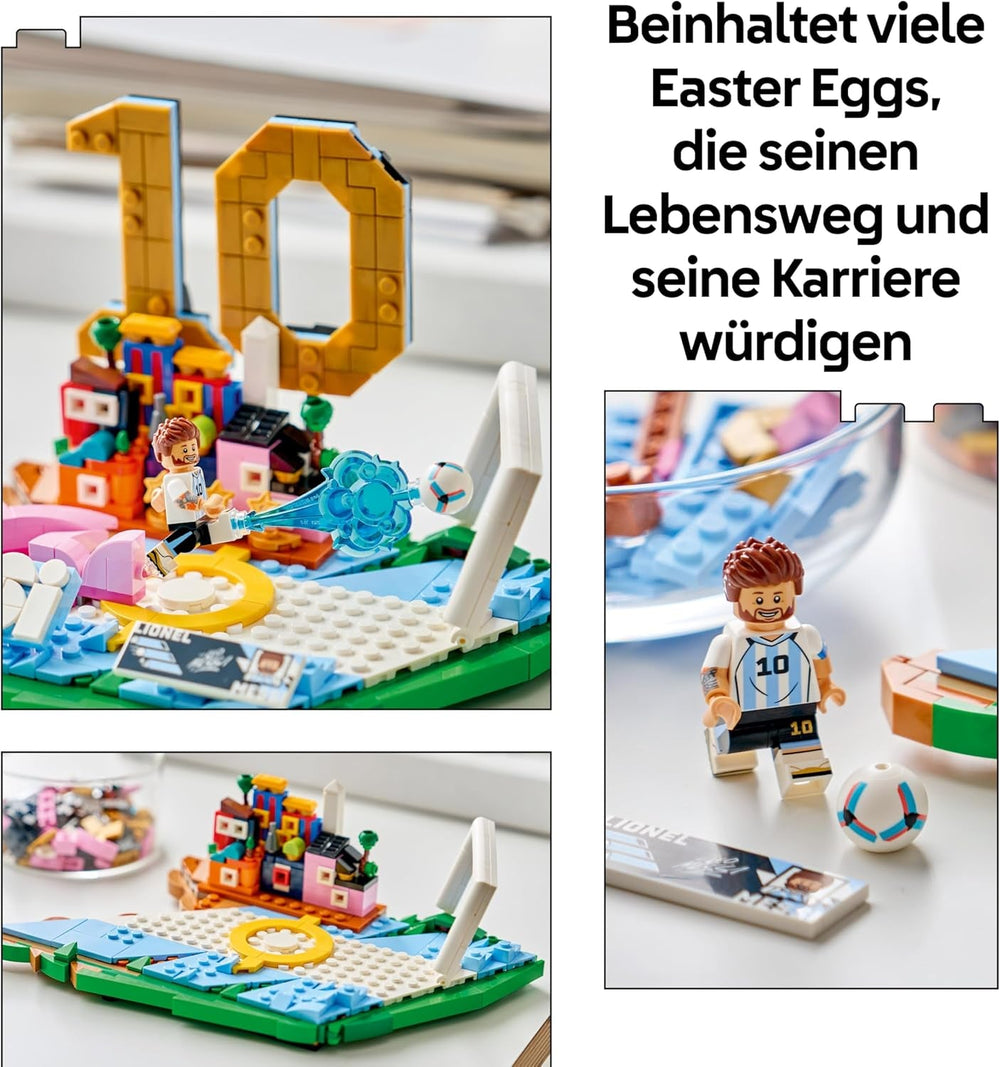 LEGO Editions Lionel Messi – Fußball-Highlights Spielzeug - 3D Modellbau mit Minifigur zum Sammeln - Kinderzimmer Deko - Geschenk für Jungen, Mädchen ab 10 Jahren und Erwachsene Sportfans - 43011