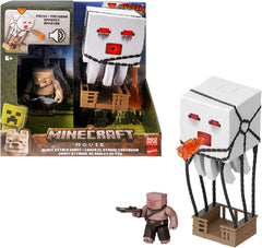 Ensemble de figurines d'action Mattel Minecraft, Ghast avec attaque de feu, lumières, bruit, démarreur et projectile, Piglin Warrior, inspiré du film, JFB69 Figurines d'action Naty Shop Titre par défaut