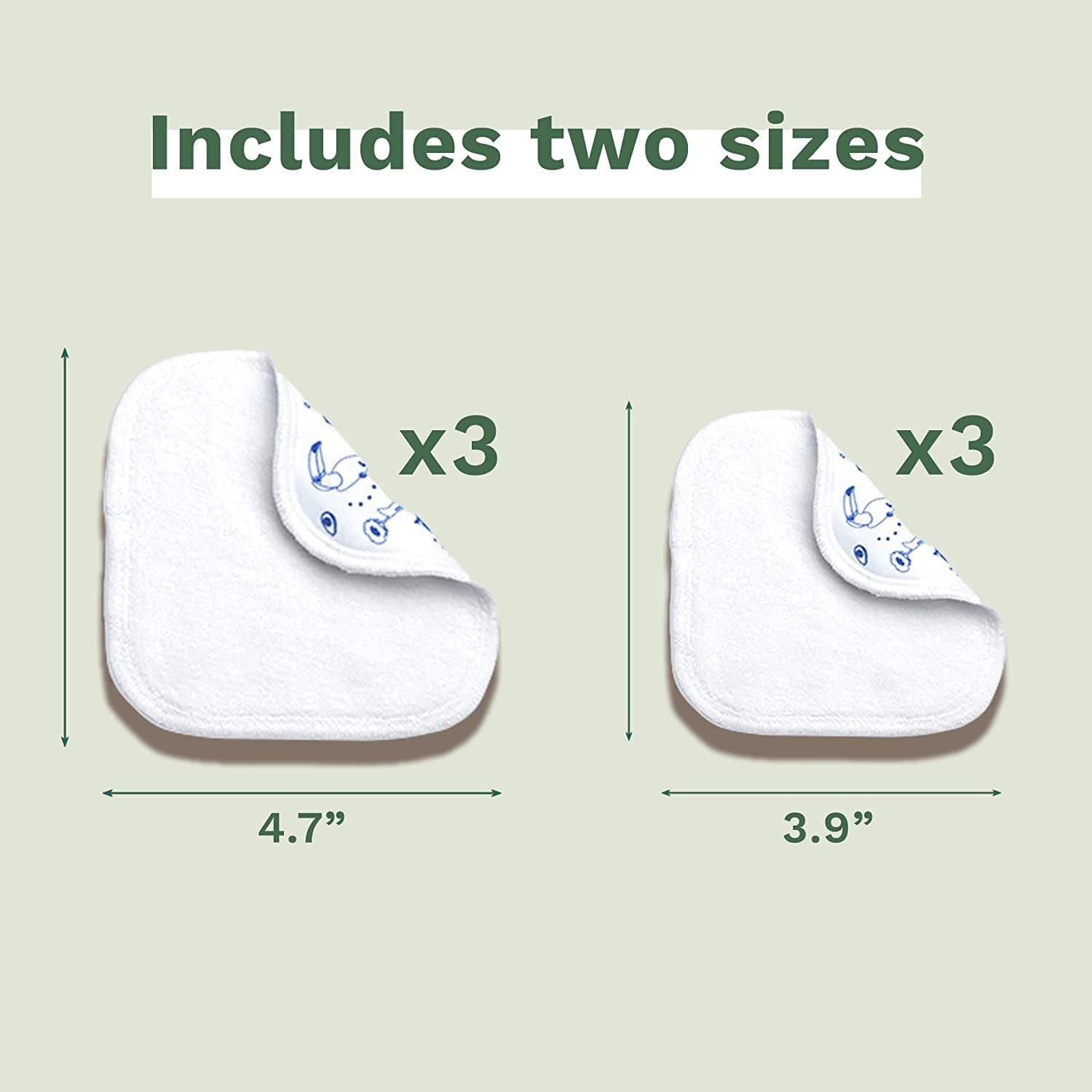 Couches réutilisables pour le corps et le maquillage 100 % coton GOTS pour bébés et toute la famille – Nettoie la peau et absorbe la saleté, adaptées aux peaux sensibles (lot de 6)