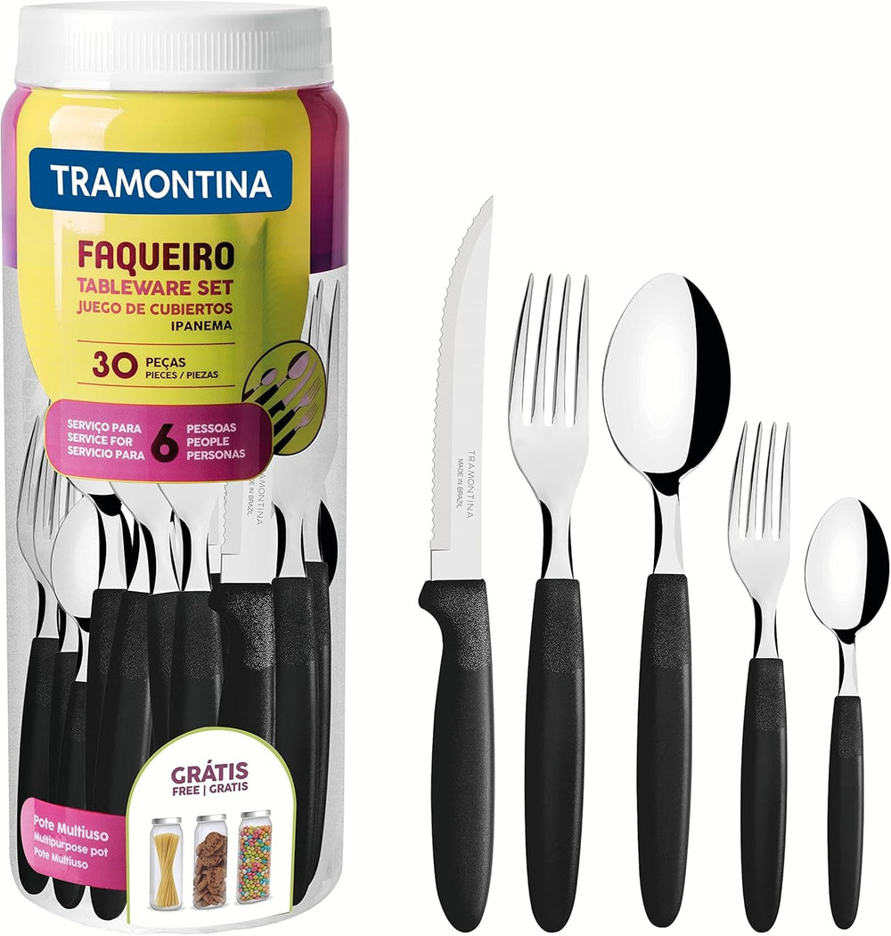 Ménagère Tramontina Ipanema pour 6 personnes, lot de 30 pièces, acier inoxydable Cuisine Naty Shop