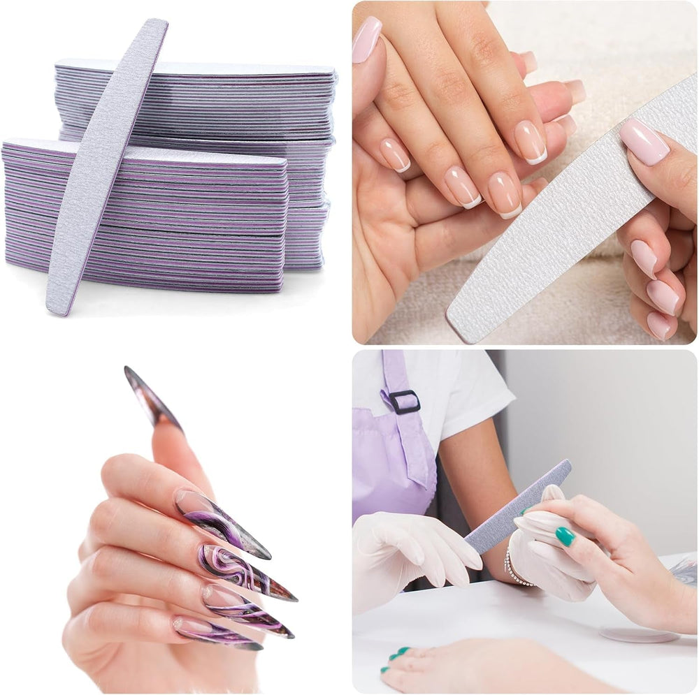 50 Stück Nagelfeile 100/180, Halbmond Nagelfeilen Für Gelnägel, Doppelseitige Nagelfeilen Set, Nail File, Grit Einweg Nail Feilen Für Nagelstudios DIY Nail Art Zuhause, Weiß
