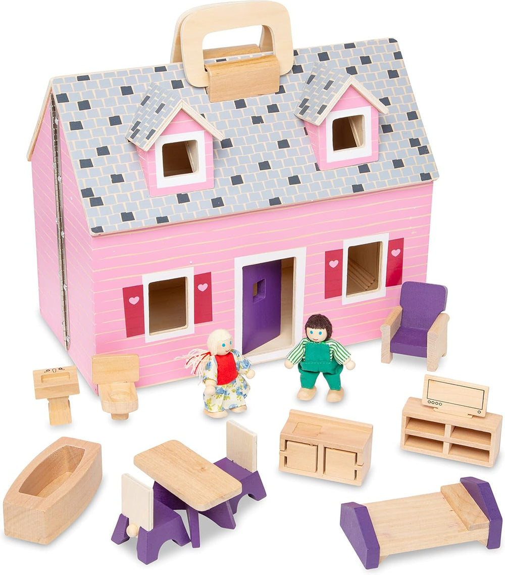 Casa de păpuși Melissa & Doug de pliat și luat cu tine | Casă de păpuși și păpuși | Playsets | 3+ | Cadou pentru băieți sau fete Casute de papusi Naty Shop Casă de păpuși Fold Go
