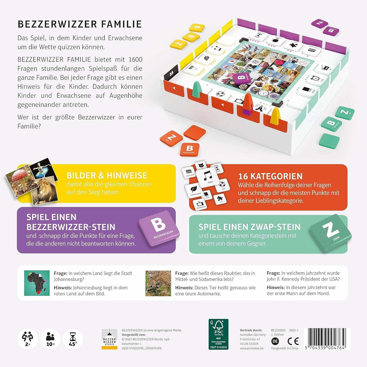 Bezzerwizzer Studio, BEZZERWIZZER Family, Jeu de société, Jeu de quiz, 2 joueurs et plus, 10 ans et plus, 45 minutes, Allemand