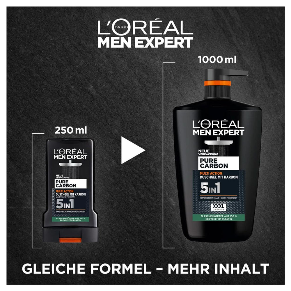 L'Oréal Men Expert XXXL 5In1 Gel douche et shampoing pour homme, 1 litre Naty Shop