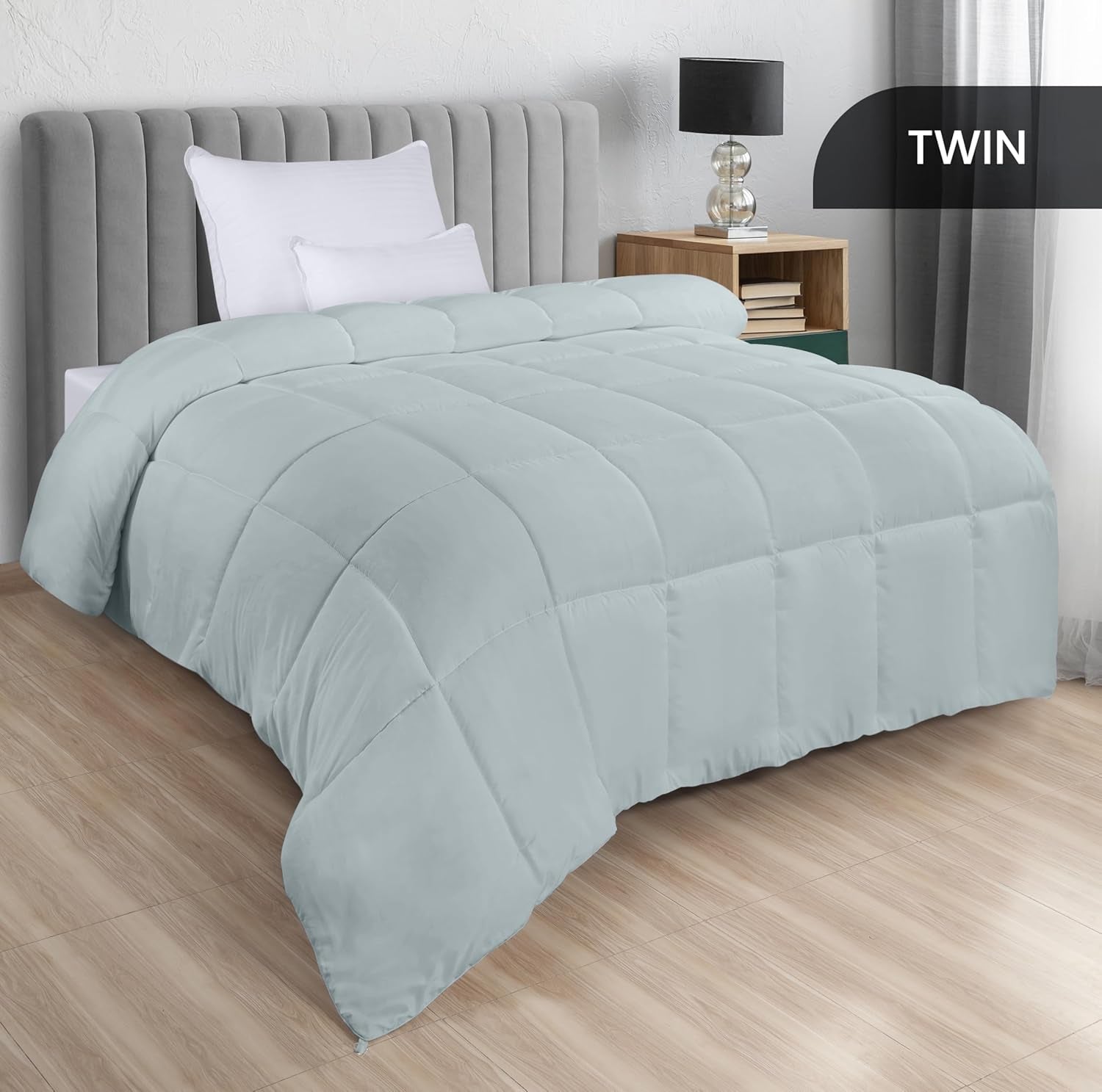 Utopia Literie Couette Toutes Saisons 250g/m² Peluche Fibre Siliconée Rembourrage Lit Double Cousu dans Une Boîte (Lit Double XL Gris Clair) Naty Shop Quilts & Quilts