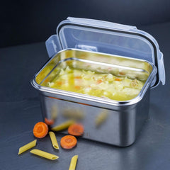 Lurch 240895 Boîte à lunch Boîte de sécurité/stockage en acier inoxydable de haute qualité avec couvercle en plastique sans BPA 2000 ml Boîtes de conservation alimentaires transparentes Naty Shop