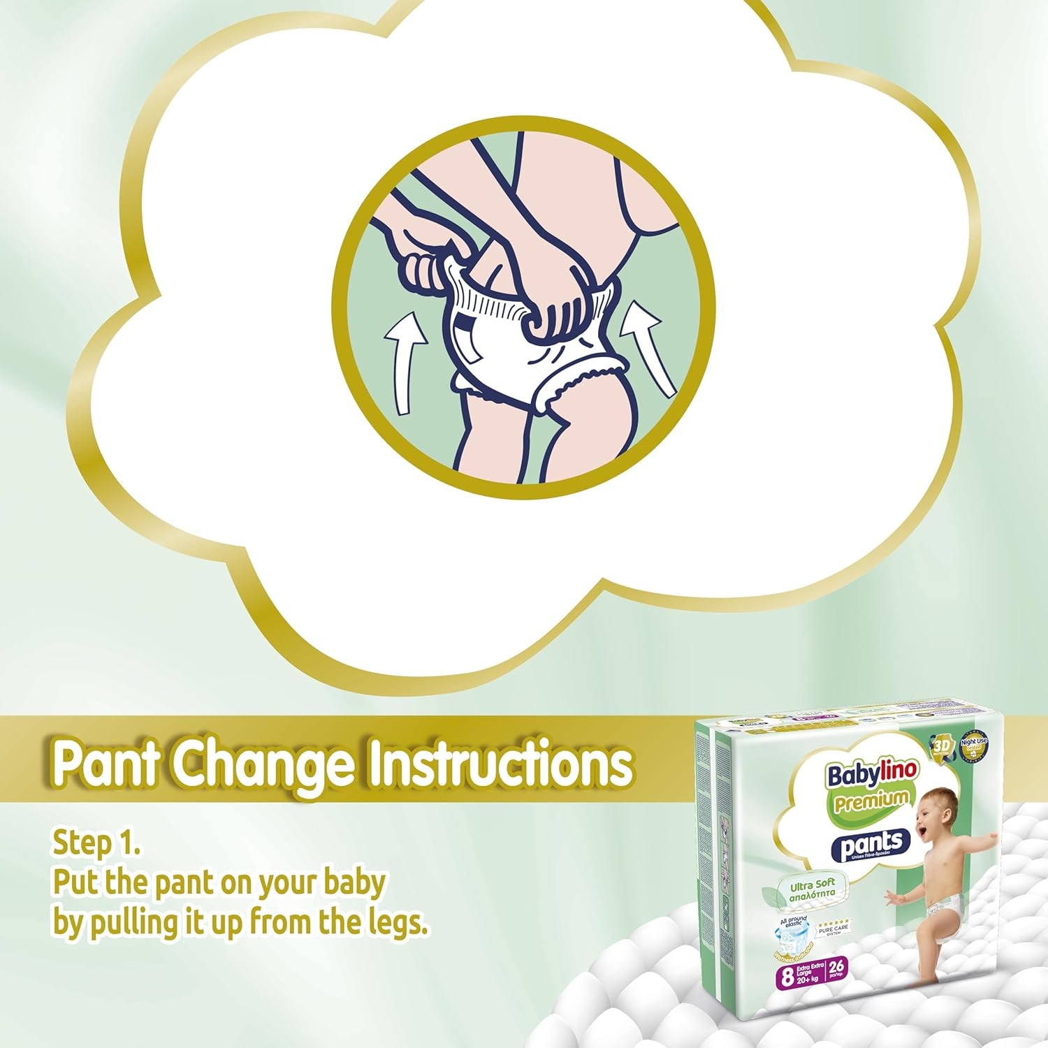 Pantalon Premium taille 8 avec filtre ultra doux, XXL (20+ kg), 104 pièces