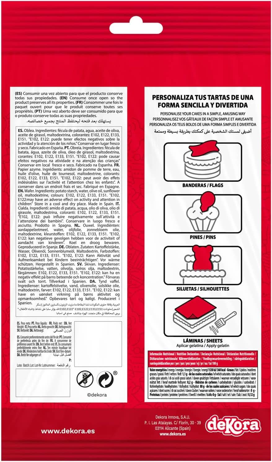 Dekora, Dekorapin Decorațiuni de tort comestibile Paw Patrol, 20 de napolitane din hârtie comestibilă - 6.5 X 4 Cm Naty Shop