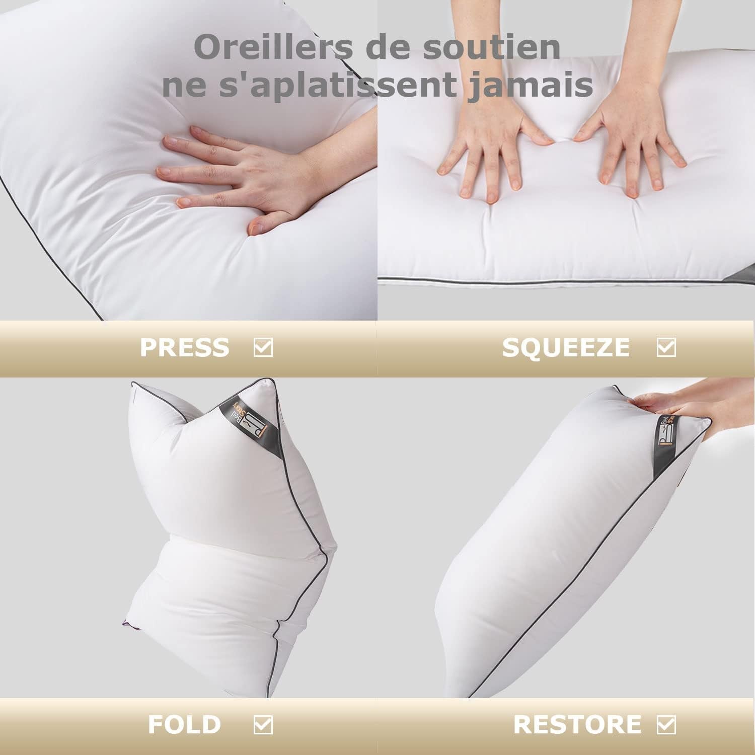 Oreiller Bedstory, 50 x 70 cm, 2 pièces, résistant aux morsures, respirant la transpiration, hypoallergénique, garnissage : 100 % fibre de polyester, ultra confort et douceur et excellent maintien Naty Shop Oreillers standards