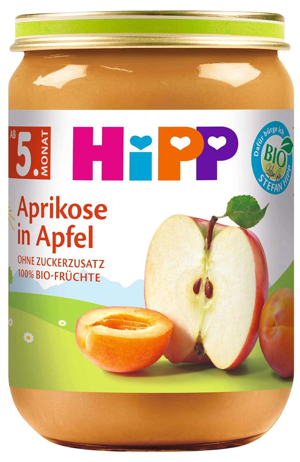 Hipp Pour les Petits Gourmets, Nectarines aux pommes et mangues, sans sucre ajouté, 6 X 190 grammes Mère et Enfant Naty Shop 6 x 190 grammes Abricots en compote de pommes