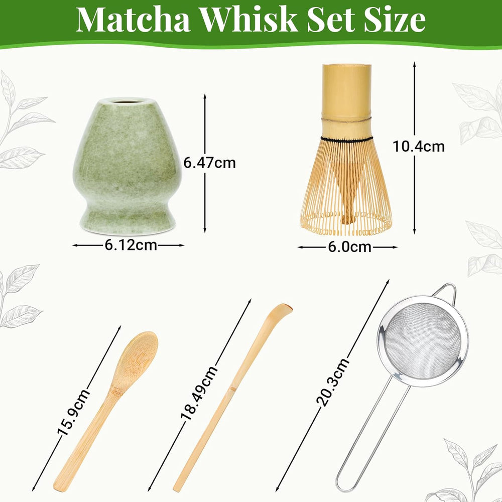 Alyvisun Service à thé matcha 5 pièces avec théière matcha et support à thé matcha, cuillère à café, cuillère à café, service à thé matcha pour les amateurs de matcha, idéal pour les débutants et les amateurs