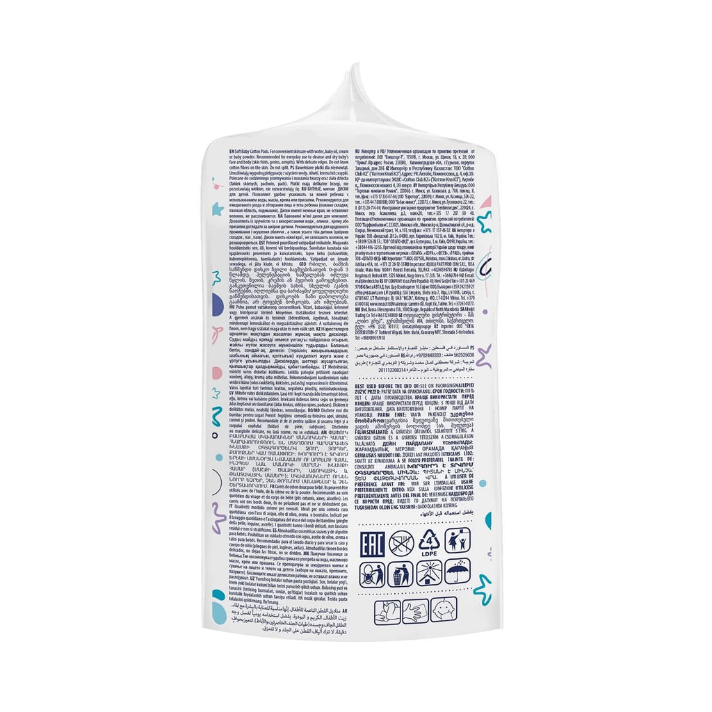 Tampoane Kindii Pure Baby - 100% bumbac - Tampoane pătrate mari pentru pielea sensibilă - Înlocuiește șervețele umede - Moale - Margini moi Servetele Umede Bebelusi Naty Shop