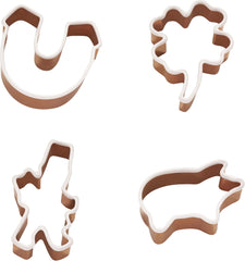 Lurch 10546 Lot de 4 emporte-pièces en forme de panier porte-bonheur en forme de fer à cheval, de cochon, de trèfle, en acier inoxydable avec revêtement en silicone