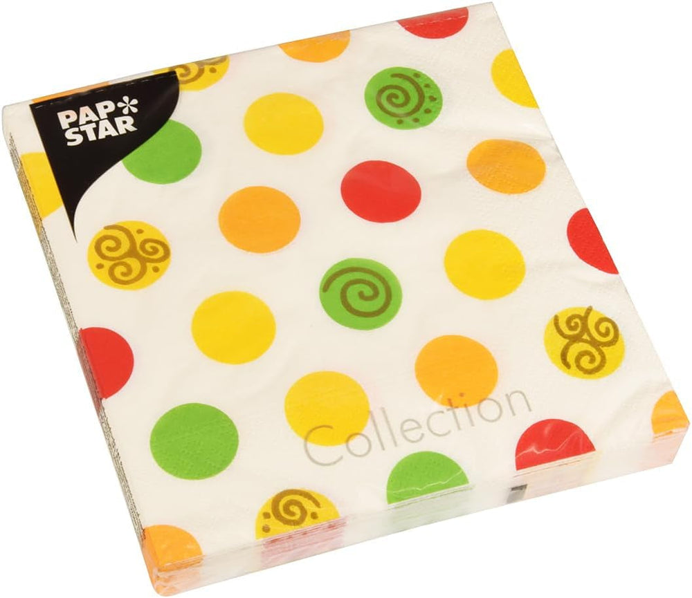 Papstar 11374 Mouchoirs 1 carton 10 X 20 pièces, 3 couches, pli 1/4, 33 X 33 cm "Boules"