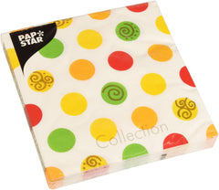 Papstar 11374 Mouchoirs 1 carton 10 X 20 pièces, 3 couches, pli 1/4, 33 X 33 cm "Boules"