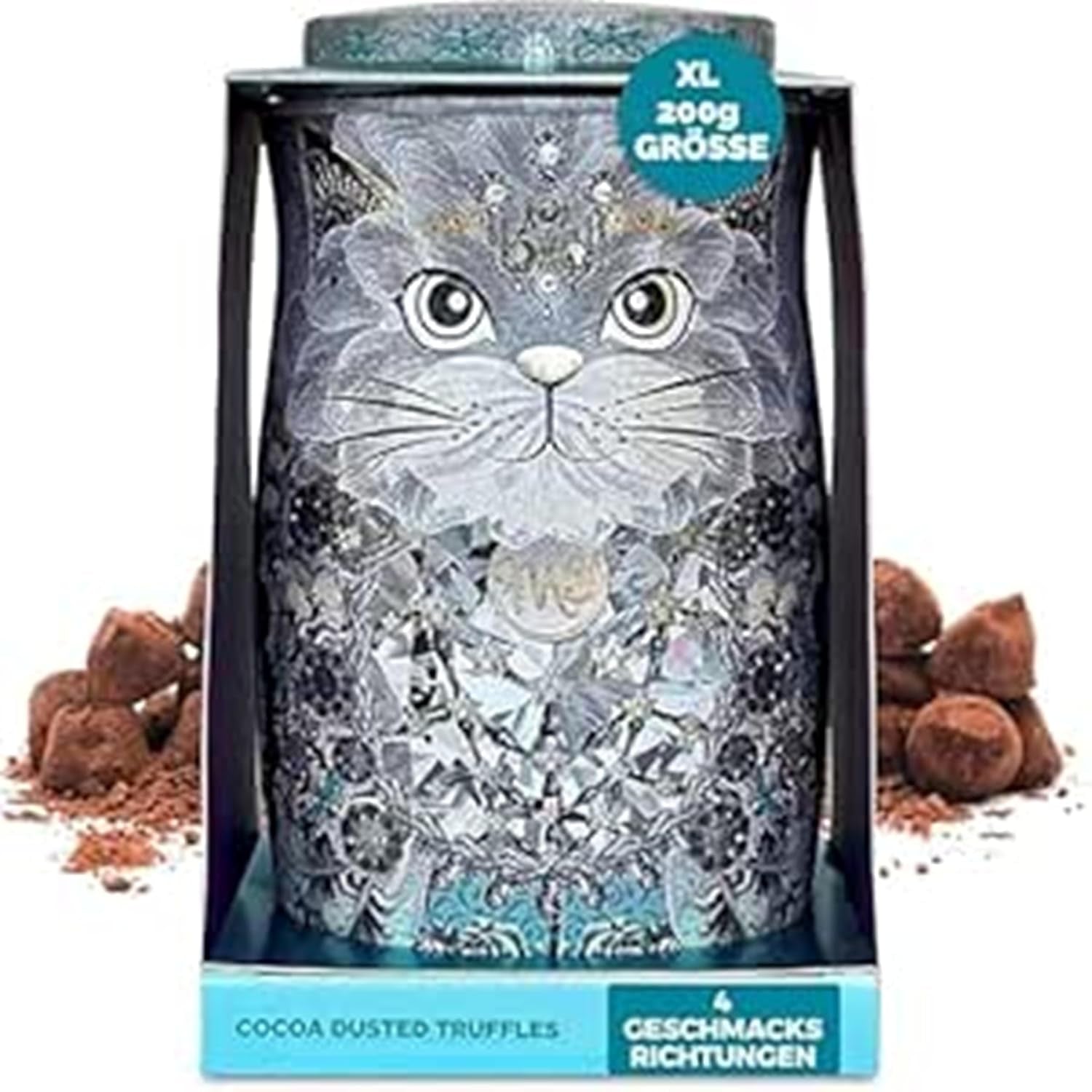 Monty Bojangles Savanna Gold Truffes au chocolat (135 g) Coffret cadeau praliné en poudre de cacao dans une boîte collector individuelle au design de chat Flutter Scotch Flavor