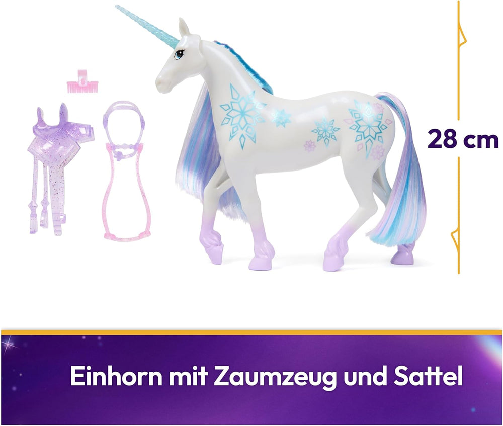 Unicorn Academy Unicorn Glacier - 28 cm de haut, la licorne Netflix originale de Layla avec une vraie crinière et une vraie queue, une bride, une selle et une brosse amovibles, à partir de 4 ans