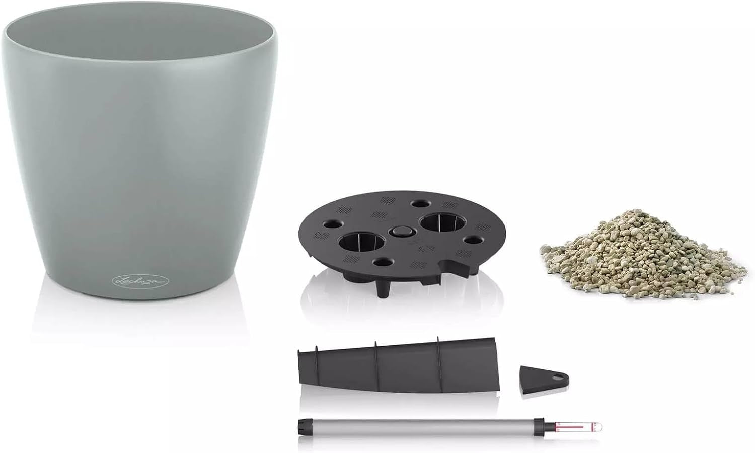 Jardinière LECHUZA Classico Couleur ECO 60 Gris Foncé | Jardinière avec système d'arrosage et indicateur de niveau d'eau | Fabriqué à partir de plastique 100 % recyclé | Finition mate | Ø60 x 55,5 cm | 18955