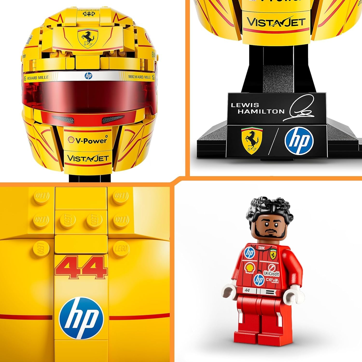 LEGO Editions Scuderia Ferrari HP Lewis Hamilton Helm - F1 Merchandise - Ausstellungsmodell Bausatz mit sammelbarer Minifigur - Geschenk für Jungen ab 14 Jahren und Erwachsene Motorsportfans - 43022