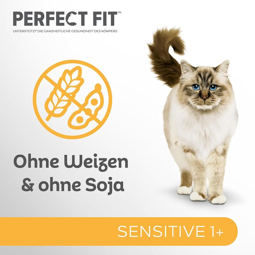 Nourriture humide pour chats Perfect Fit Sensitive 1+ au poulet en sauce, 12 sachets, 12 x 85g - Nourriture humide premium pour chats sensibles à partir de 1 an, sans blé ni soja, pour favoriser la digestion