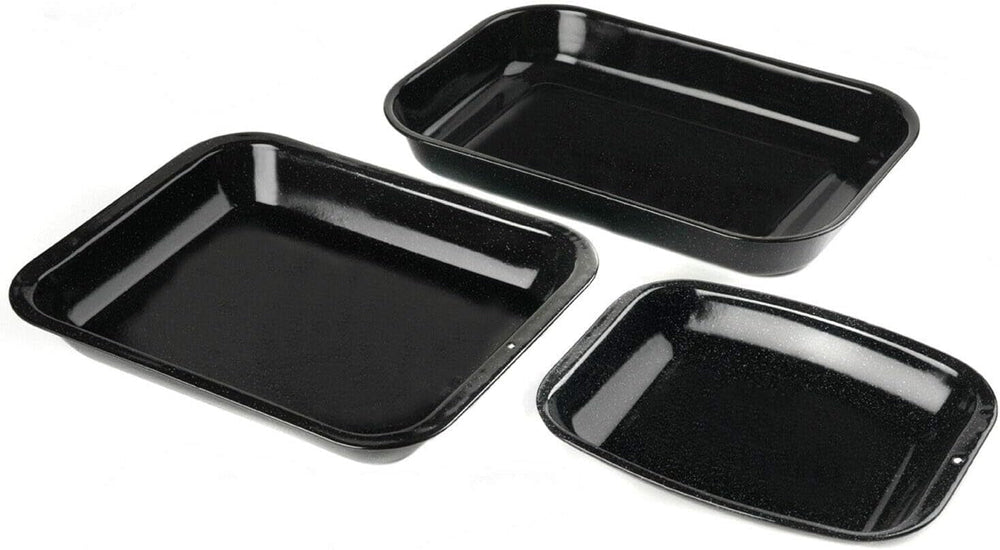 Russell Hobbs CW9161 Romano 34Cm Bräter en émail - Mit Gitter, Rechteckige Auflaufform Mit Rost, Spülmaschinenfest Ofenform, Grill Auflaufform, Bratform Für Backofen Ofenbeständig Bis 230 Degree Moules et plateaux pour la cuisson Naty Shop 3-Teiliger Satz