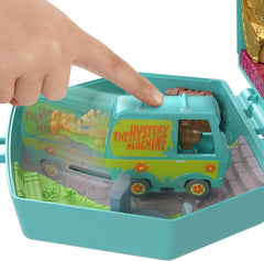 Polly Pocket x Scooby-DOO Partnership-Schatulle, Minipuppen und Spielset, Scooby-DOO und Velma Dinkley Puppen, Mystery Machine Spielzeugauto, JKC85