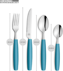 Beckmann & Rommerskirchen 2515 VALOA Besteck Set 4 Personnes | 16-Teilig | Pétrole | Spülmaschinenfest | Haute police de glace | Essbesteck: 4X Messer, Gabel, Esslöffel, Kaffeelöffel Cuisine Naty Shop