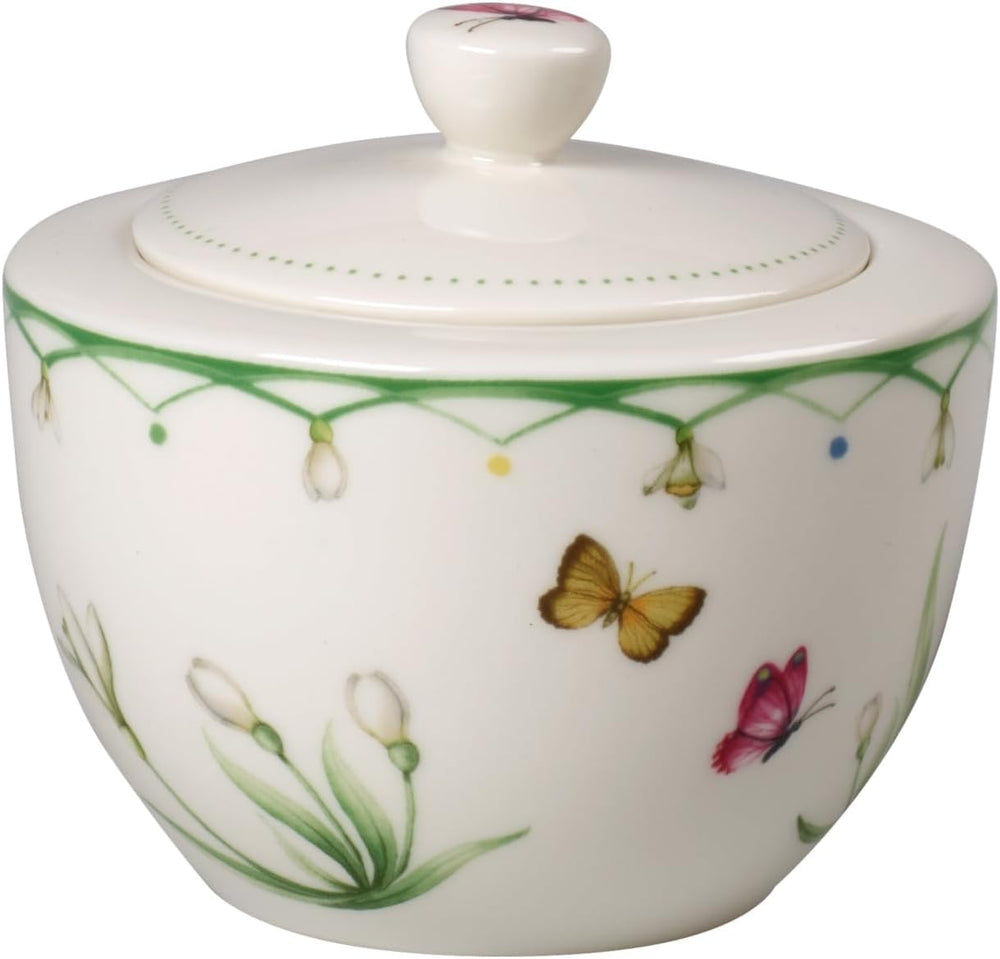 Villeroy & Boch – Colorful Spring Zuckerdose 300 ml Weiß/Bunt, Spülmaschinenfest, Mikrowellensicher, Dose Frühling, Deko Ostern, Oster Deko, Frischhaltedose, Vorratsdose, Premium Porzellan