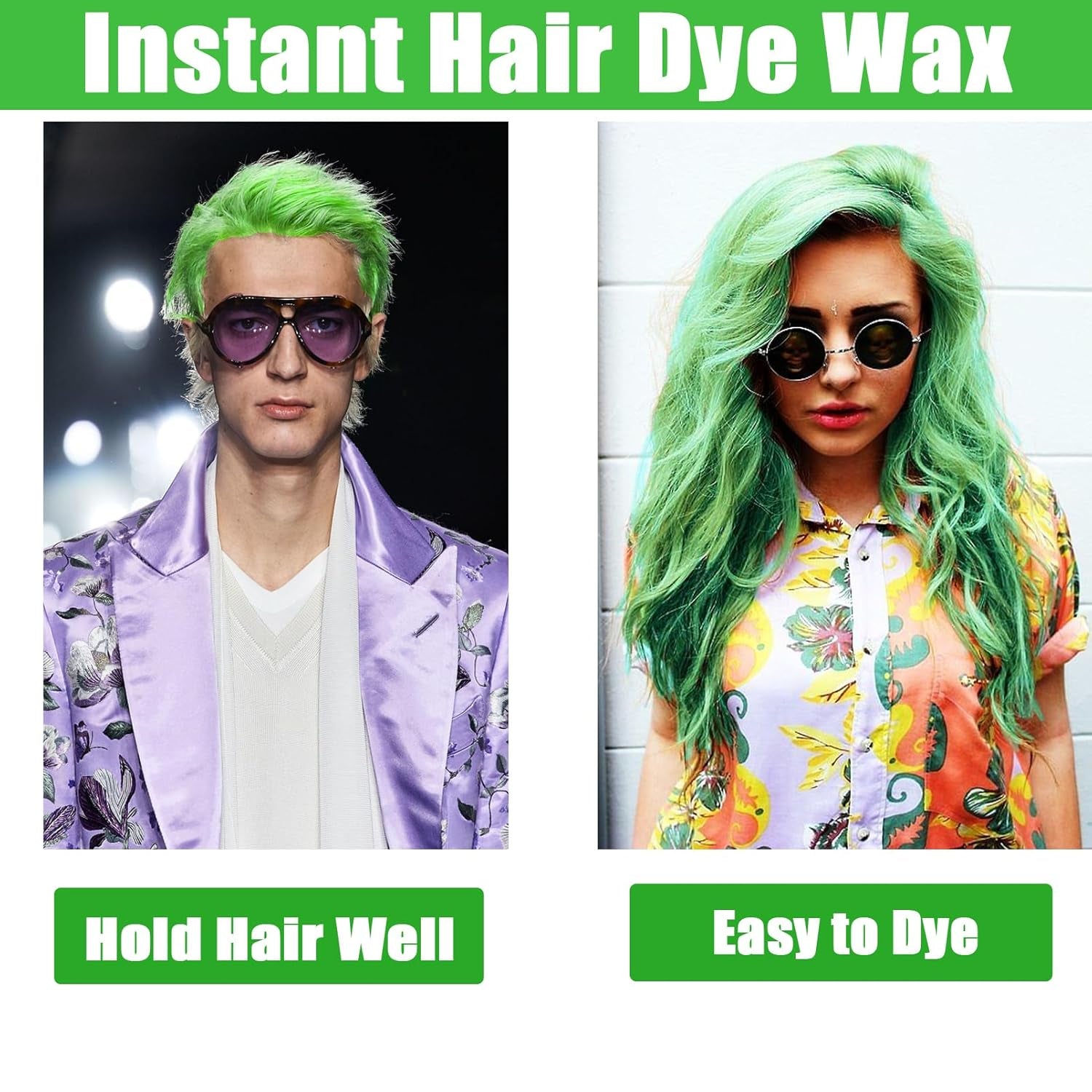 Cire capillaire temporaire verte, laque temporaire Crazy Green, boue semi-permanente lavable, coloration unique, pâte capillaire coiffante instantanée, couleur naturelle pour les fêtes, les activités et la teinture capillaire Halloween Naty Shop