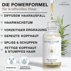 Hairlexier Remède pour la croissance des cheveux pour femme - Huile capillaire au romarin, huile capillaire à l'huile de ricin, huile de lavande, sérum capillaire naturel contre la chute diffuse des cheveux, soutient la croissance des cheveux, végétalien et biologique + Cahier de soins capillaires Naty Shop