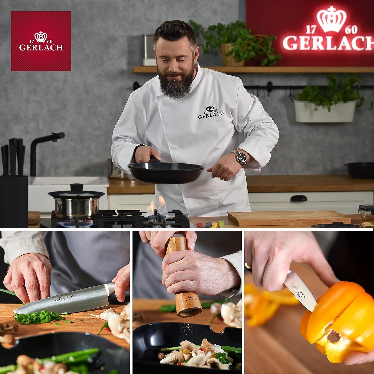 Gerlach Mango Besteck-Set 6 Personen Spülmaschinenfest Essbesteck Edelstahl Elegantes Besteck Messer Gabel Löffel Teelöffel Tafelbesteck Rostfrei 24 Stk, Silberglänzend Kitchen Naty Shop