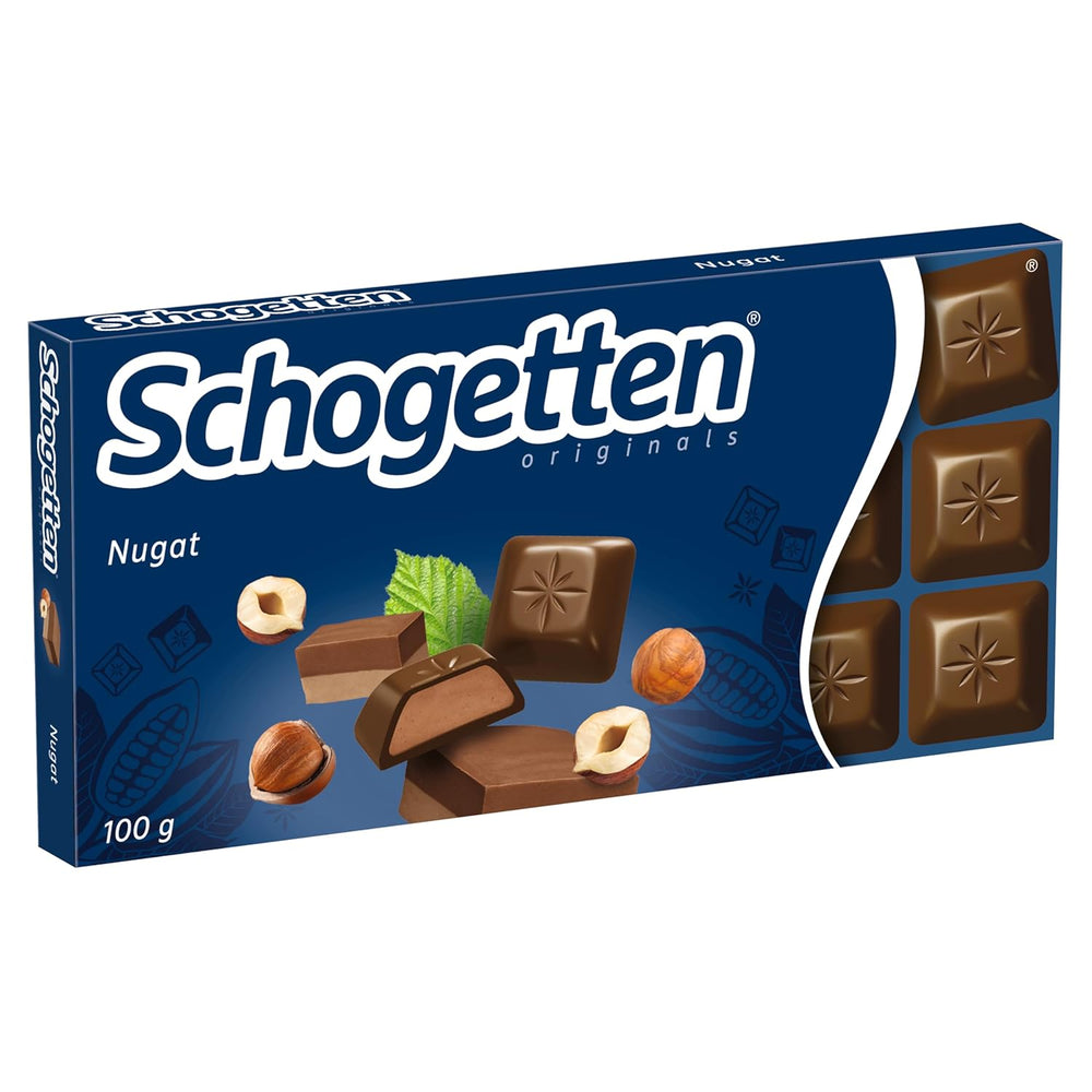 Tablette de chocolat Schogetten Nougat 100g, portion individuelle. Un délice. Pièce par pièce.