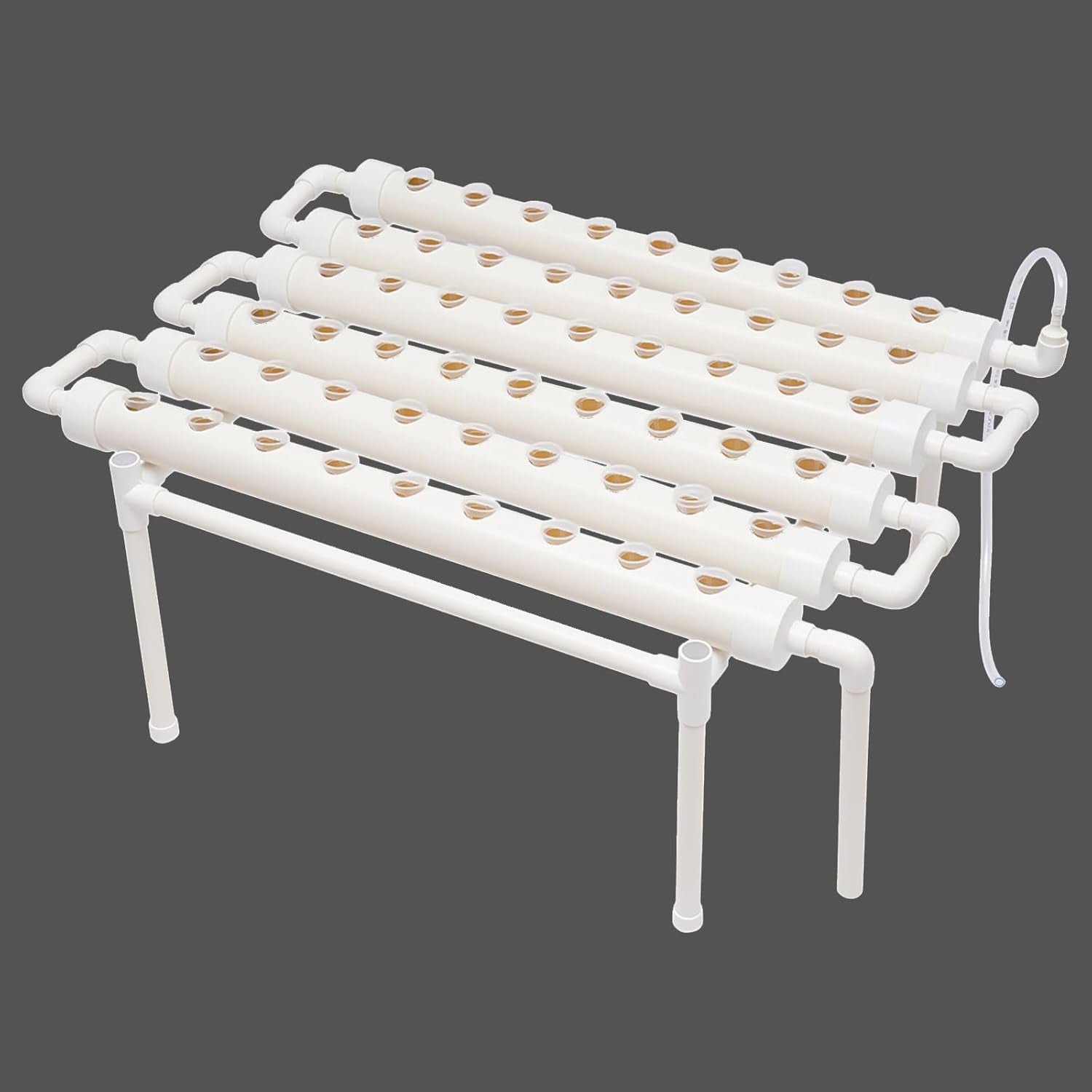 Kit de culture hydroponique 1 couche avec 54 jardinières, systèmes de culture de plantes sans sol en PVC avec pompe à eau, kits de culture hydroponique pour cultiver des légumes et des fruits sur les balcons, les jardins, les patios et les cours