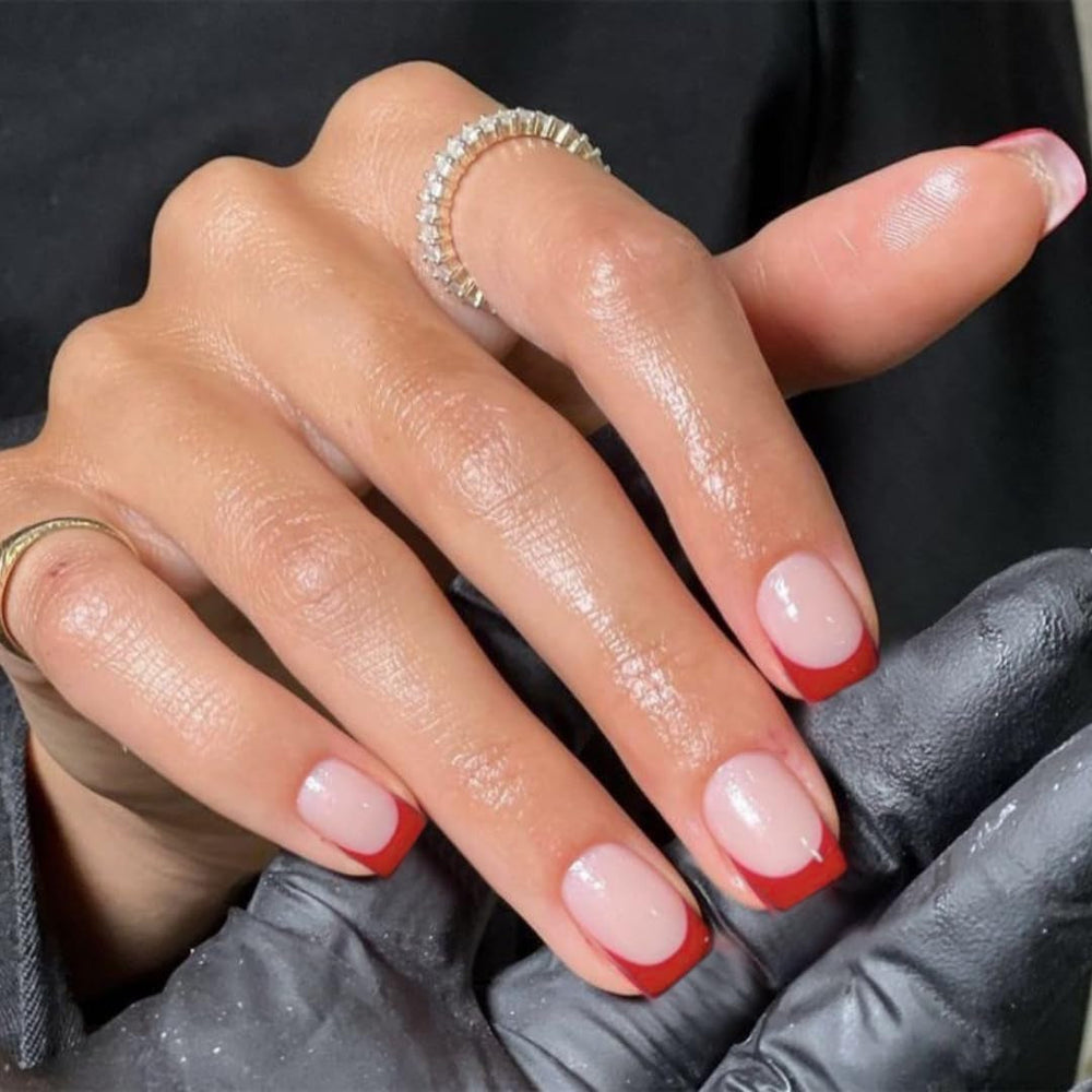 Longs conseils français colle à paillettes d'or sur les ongles longs carrés paillettes pointe française faux ongles ensemble ongles artificiels carrés pour les femmes 24 pièces