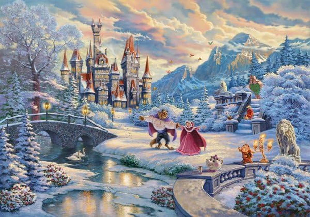Schmidt Spiele 59671 Thomas Kinkade, Disney, La Belle et la Bête, Soirée d'hiver magique, puzzle 1000 pièces Puzzle Naty Shop