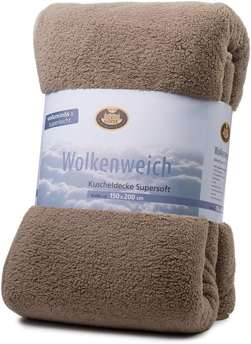 Gözze - Couverture doudou douce Cloud, imitation peau de mouton, 100% polyester (microfibre), 150 X 200 Cm - Couettes et couettes Camel Naty Shop Stone