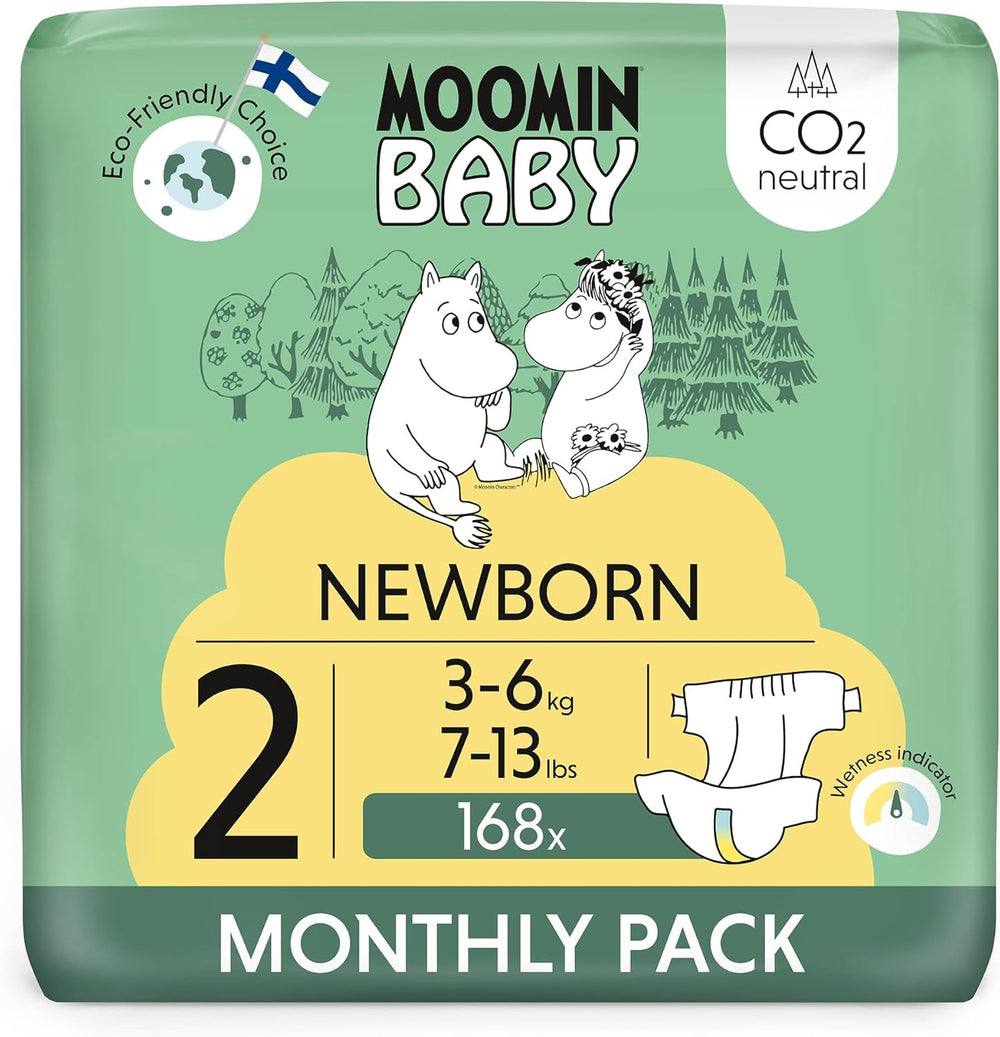 Couches Moomin Baby Eco, taille 3, 5-8 kg, 48 pièces, couches souples de qualité supérieure | Doux et agréable pour la peau, respirant, absorbant, sans produits chimiques inutiles |