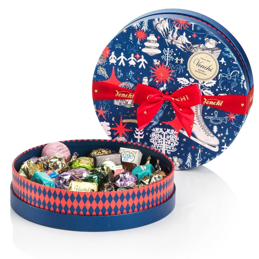 Venchi, colecția de Crăciun - Cutie cadou cu ciocolată asortată, 704 grame Bomboane de Ciocolata Naty Shop Cutie medie