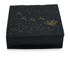 Serviettes en Satin Père Noël 40 X 40 2 Épis Pli 1/4 50 Serviettes Punta-Punta Noir