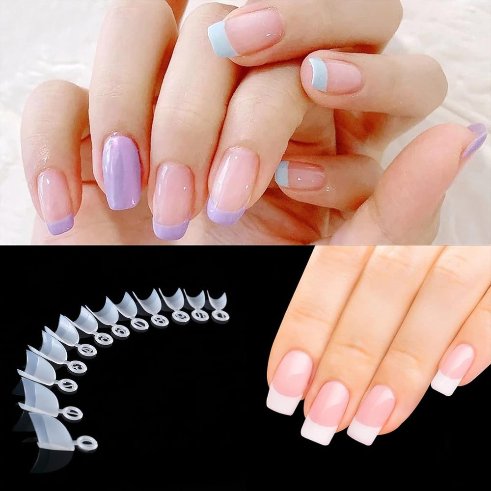 600 pièces ovales courts ongles artificiels 12 tailles demi-couverture acrylique faux ongles conseils ongles artificiels pour manucure femmes salon bricolage (naturel)