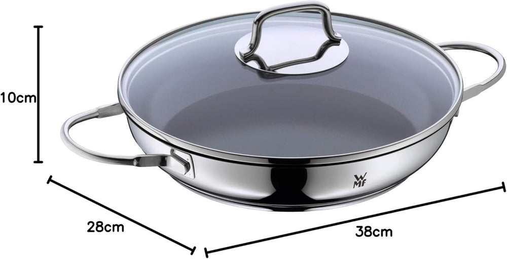 WMF Devil Casserole à induction 26 cm avec couvercle en verre, acier inoxydable avec revêtement Cromargan, revêtement céramique, va au four Casseroles et poêles Naty Shop