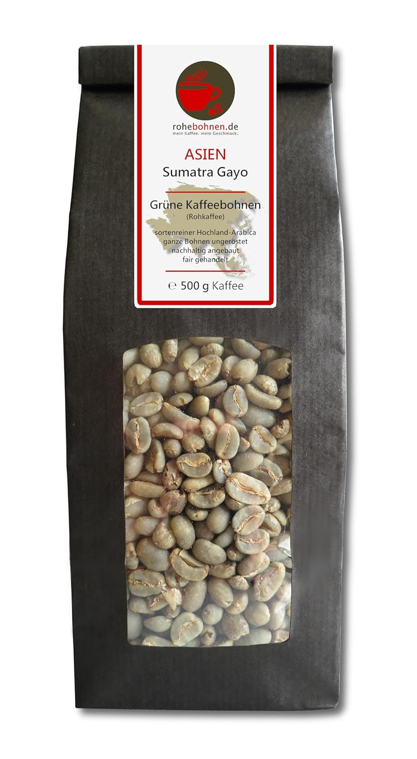 Café cru - Café vert de Sumatra, Costa Rica, Brésil (paquet réduit de grains de café vert 3x500g) - Certifié GMP