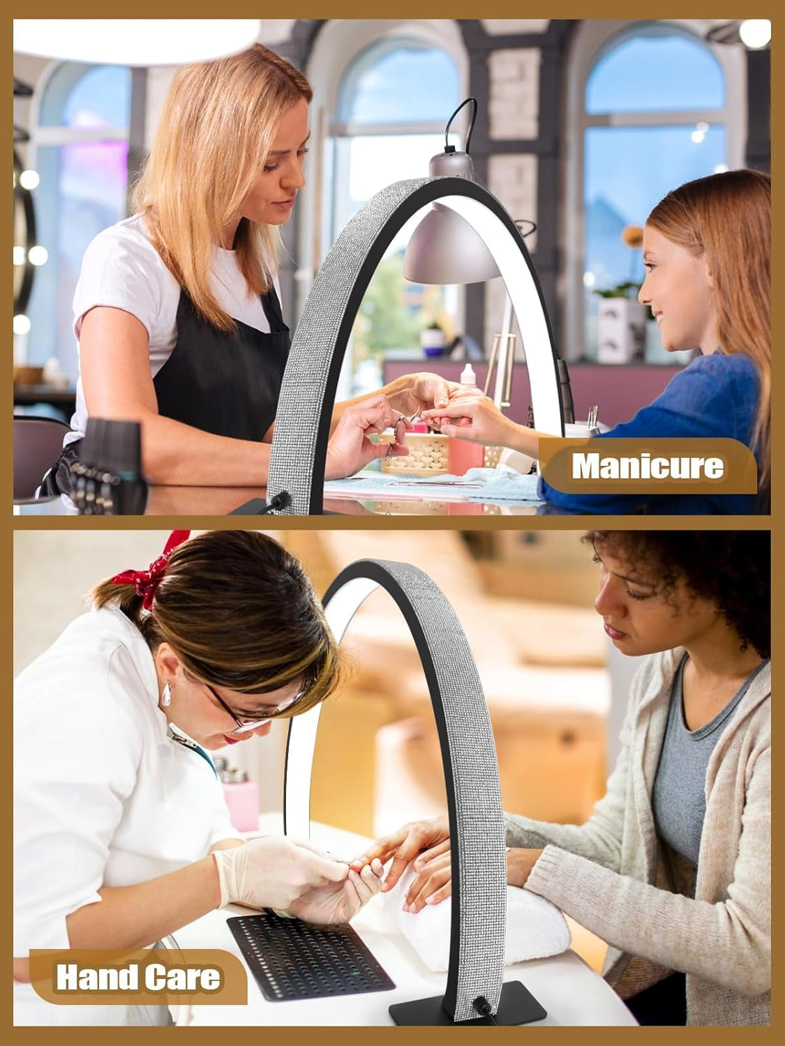 Kalolary Lampadaire, Lash Lumière Pour Extensions De Cils Regglable À 360°, 3000K-6000K Demi-Lune Lamp, Lamp De Beauté (Lampe demi-lune)