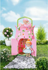 BABY Born Storybook Cottage, Maison de poupée pliante pour poupées de 18 cm avec table, cheminée, chaise longue et télescope, rose vert, 833803 Zapf Creation Dollhouses Naty Shop